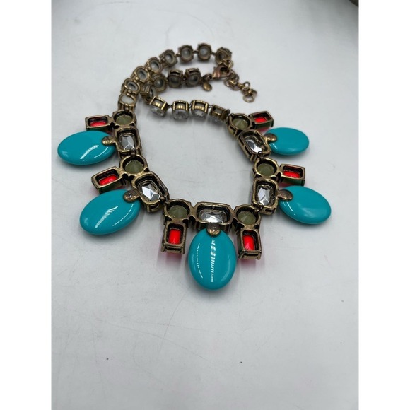 J. Crew‎ Aqua green and Coral orange stones rhinestones Necklace - Picture 10 of 10